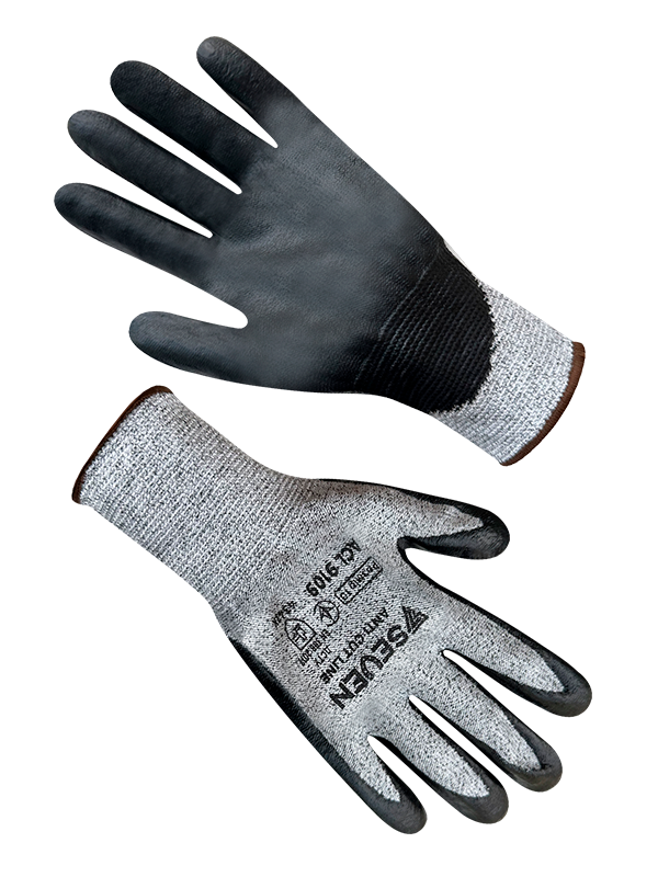 Рукавички "Anticut" синтетичні сірі з чорним вспіненим нітриловим покриттям SEVEN ACL9109 р.10